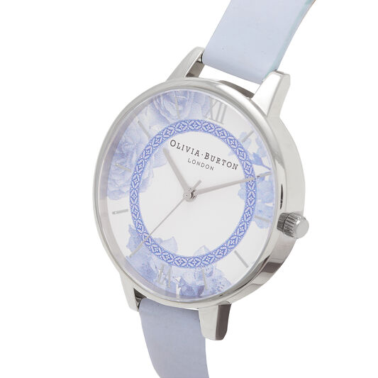 Montre Tea Party bleue à motifs porcelaine