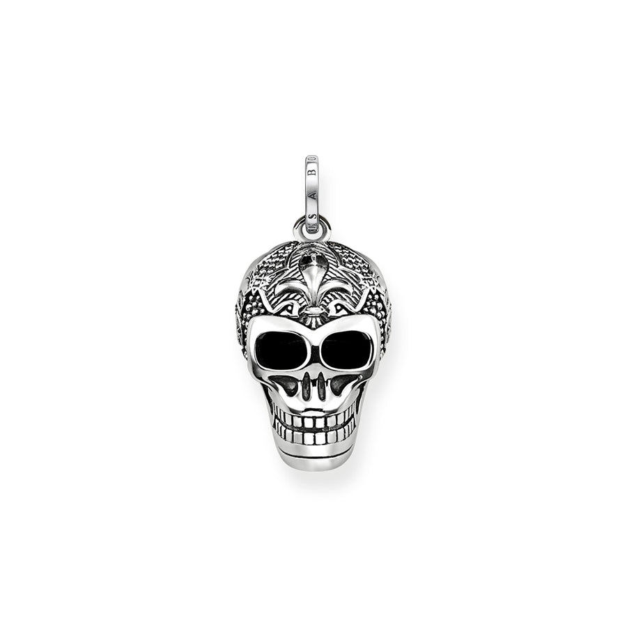 Pendentif tête de mort avec lys
