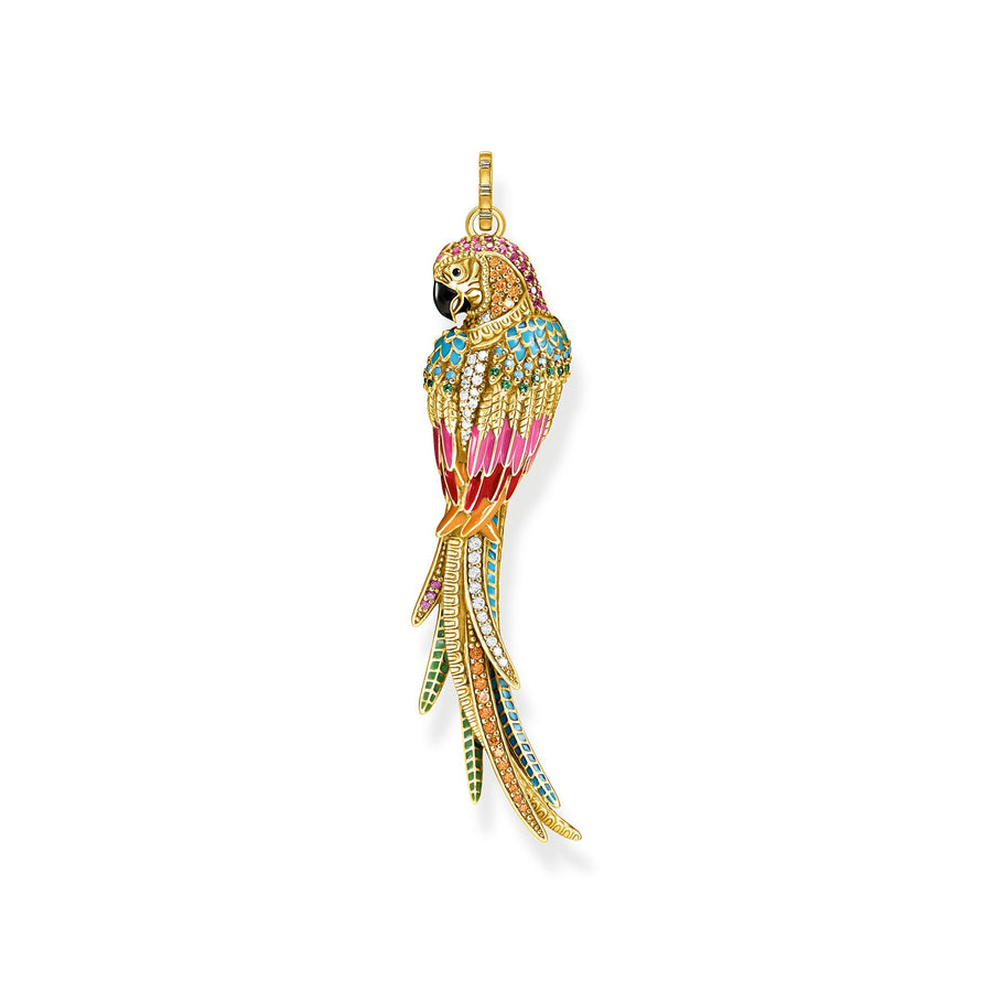 Pendentif perroquet or