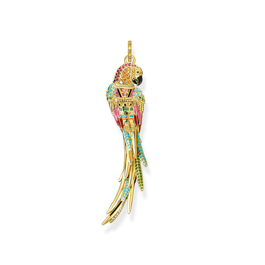 Pendentif perroquet or