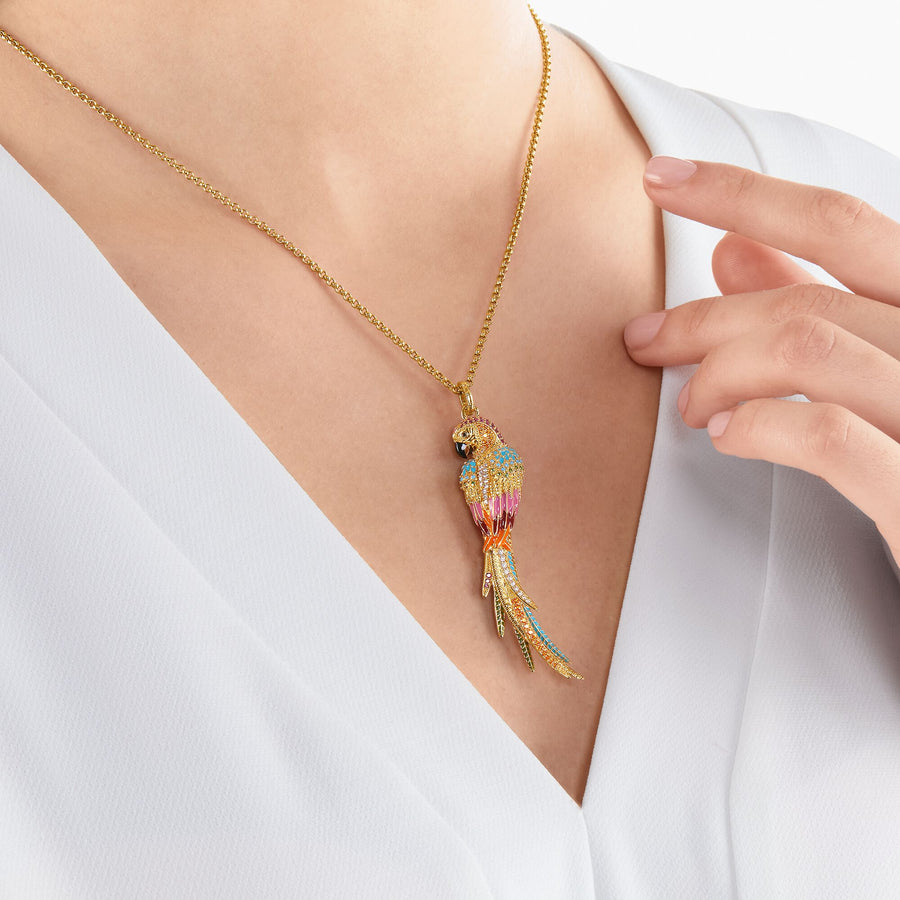 Pendentif perroquet or
