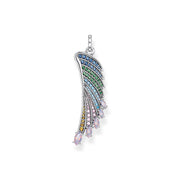Pendentif aile de colibri multicolore argent
