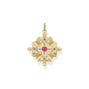 Pendentif amulette kaléidoscope papillon or