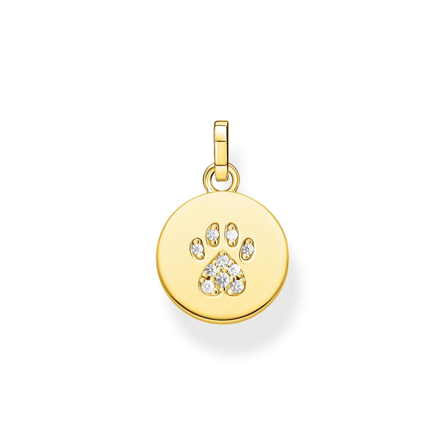 Pendentif médaille patte chat or