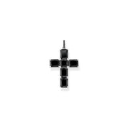 Pendentif croix pierres noires