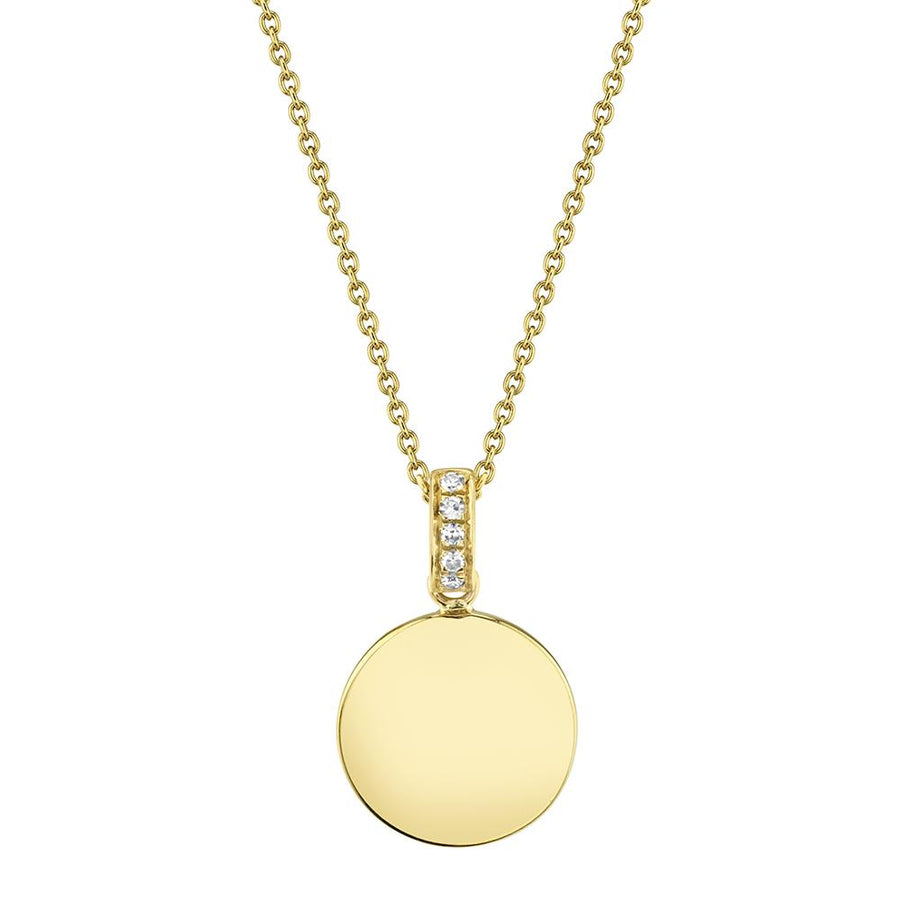 Diamond Disc Circle Pendant Necklace