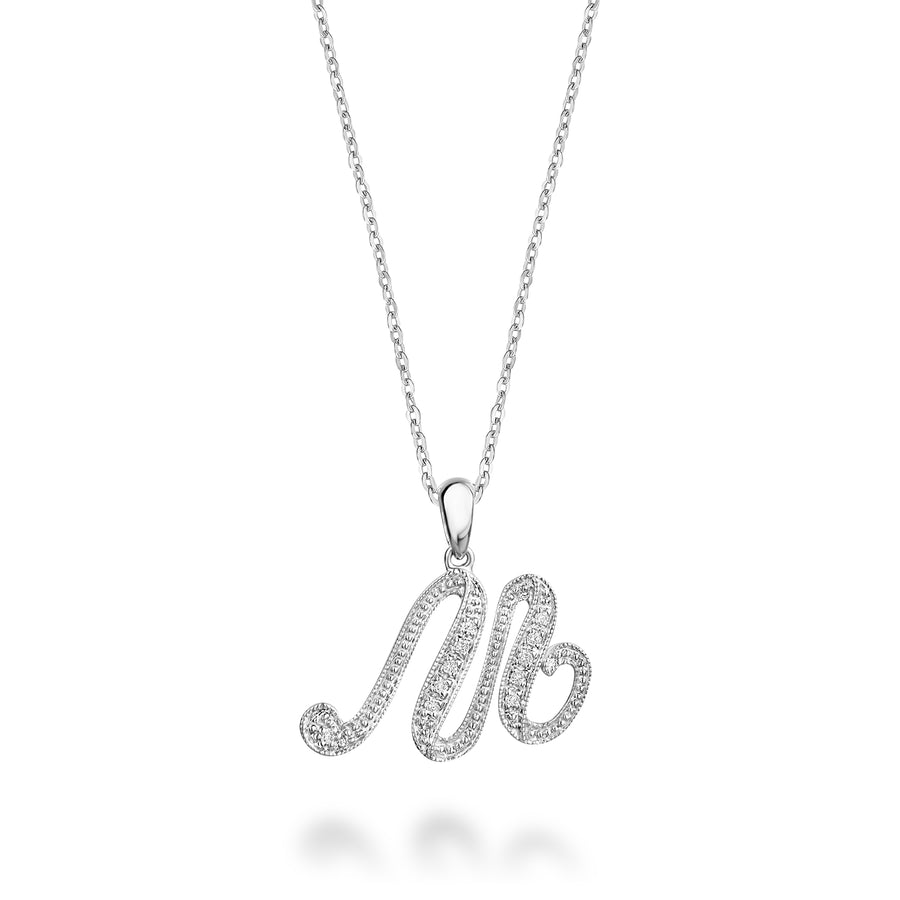 DIAMOND SCRIPT INITIAL PENDANT W/CHAIN