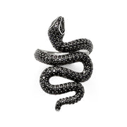 Bague serpent noir avec pavé