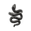 Bague serpent noir avec pavé