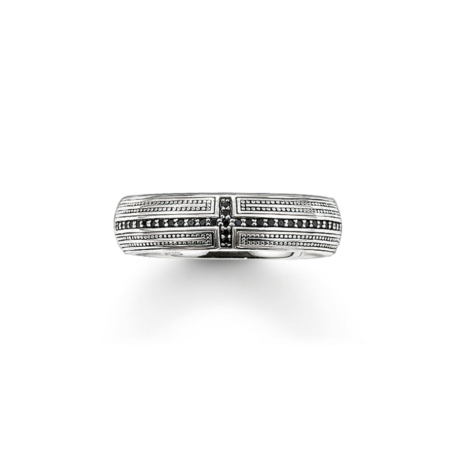 Bague ruban croix avec pavé