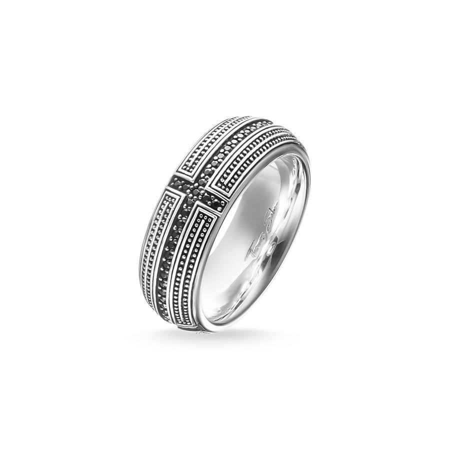 Bague ruban croix avec pavé