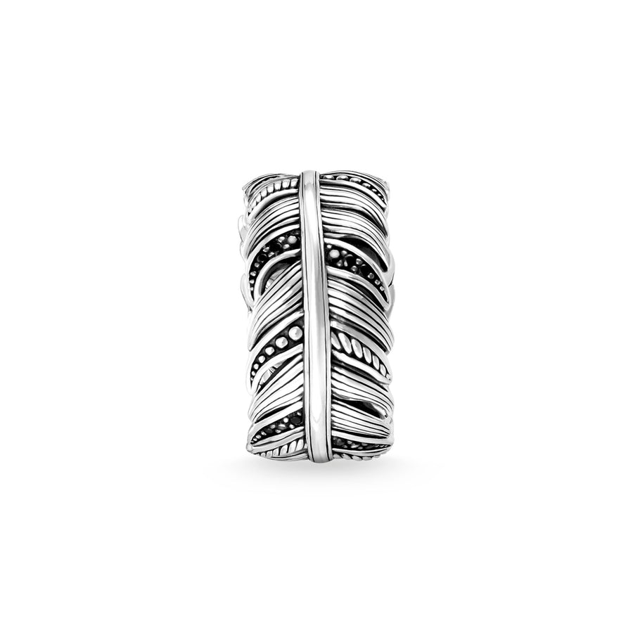 Bague plume pavé