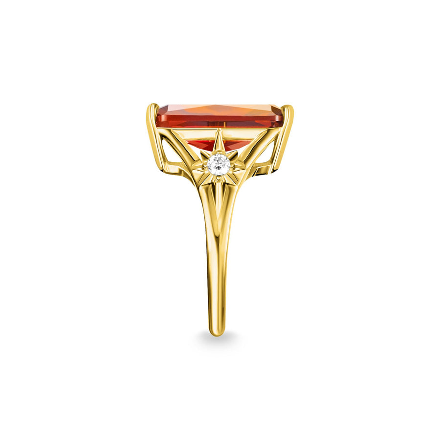 Bague pierre orange grande avec étoile