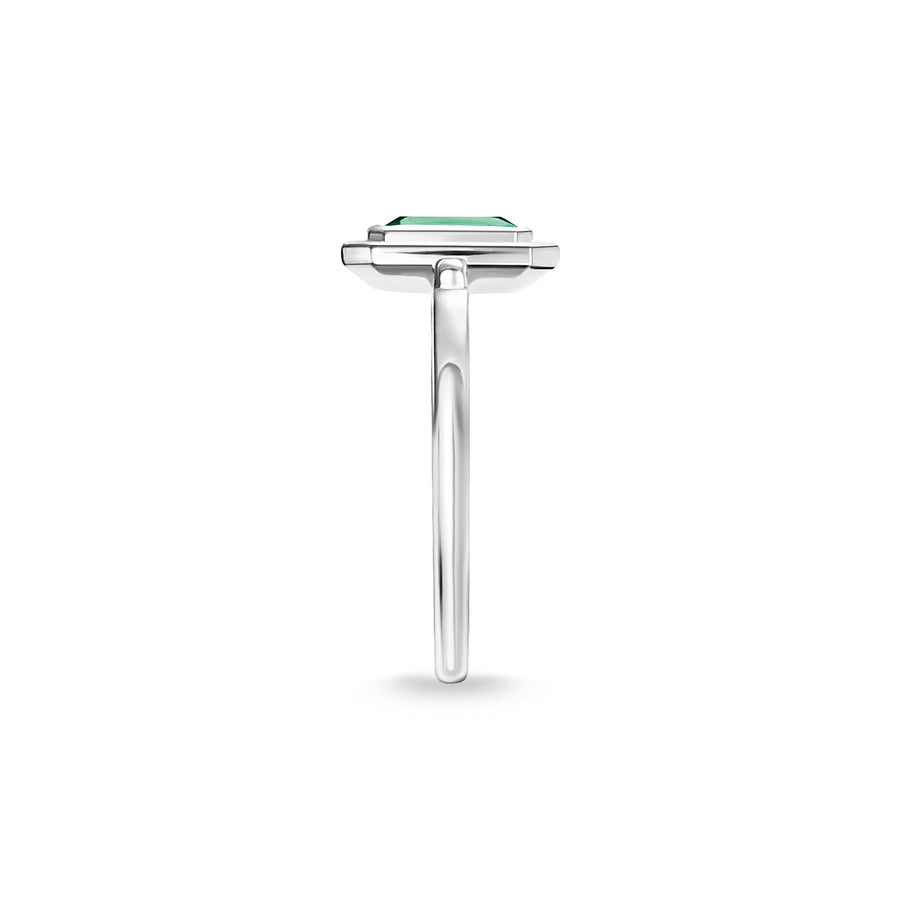 Bague pierres rouges et vertes argent