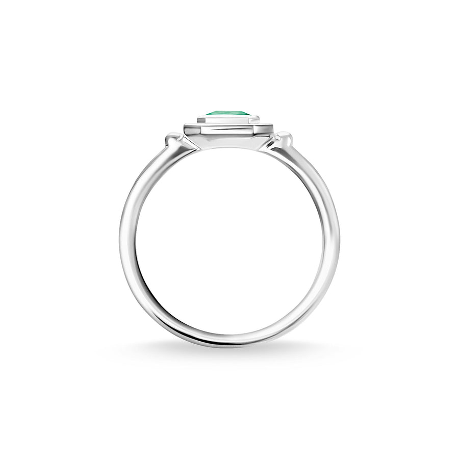 Bague pierres rouges et vertes argent