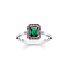 Bague pierres rouges et vertes argent