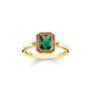Bague pierres rouges et vertes or