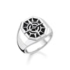 Bague boussole noir