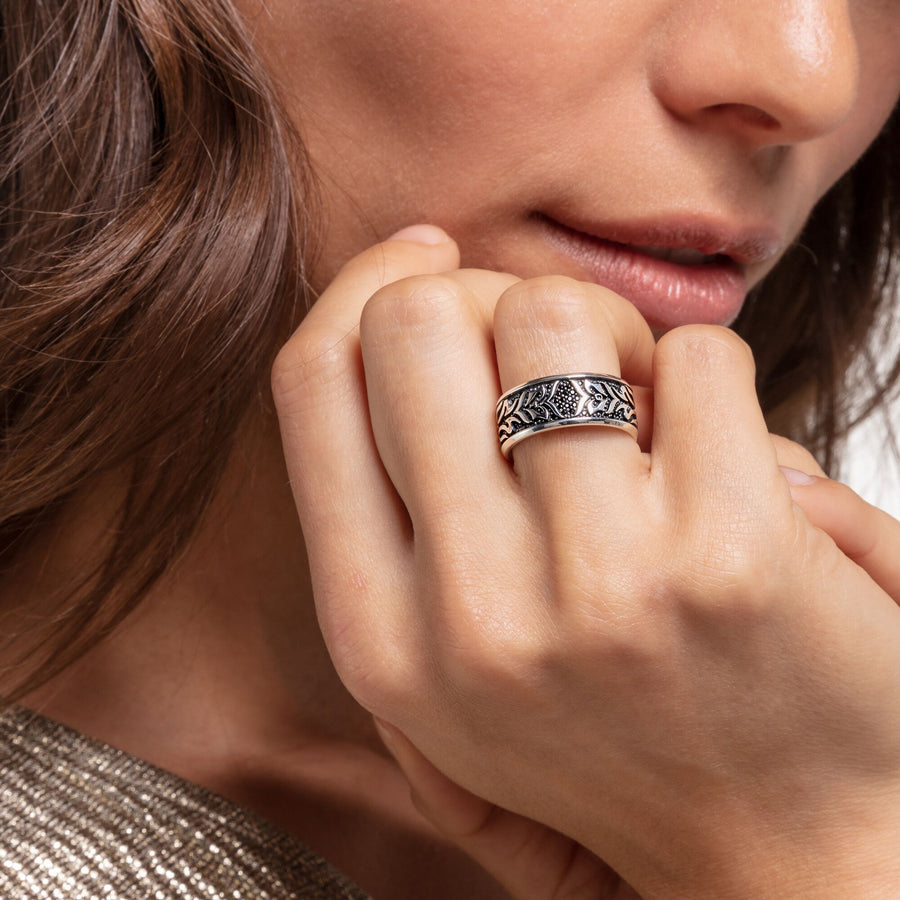 Bague motif tigre noir