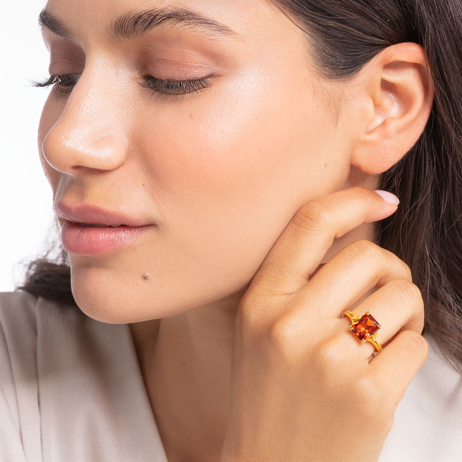 Bague pierre orange