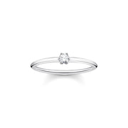 Bague pierre blanche argent