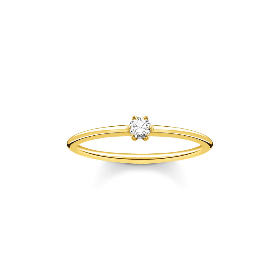 Bague pierre blanche or