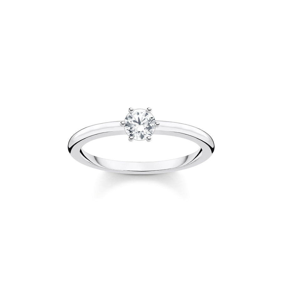 Bague pierre blanche argent