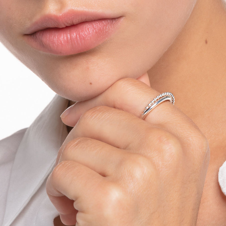 Bague double billes d'argent
