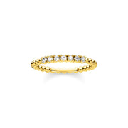 Bague perles avec pierres blanches or