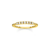 Bague perles avec pierres blanches or