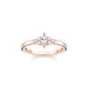 Bague vintage blanche pierres or rose