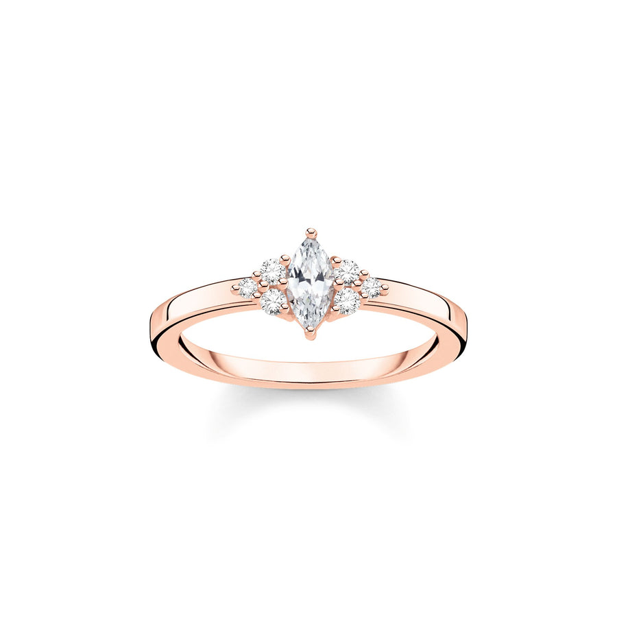 Bague vintage blanche pierres or rose