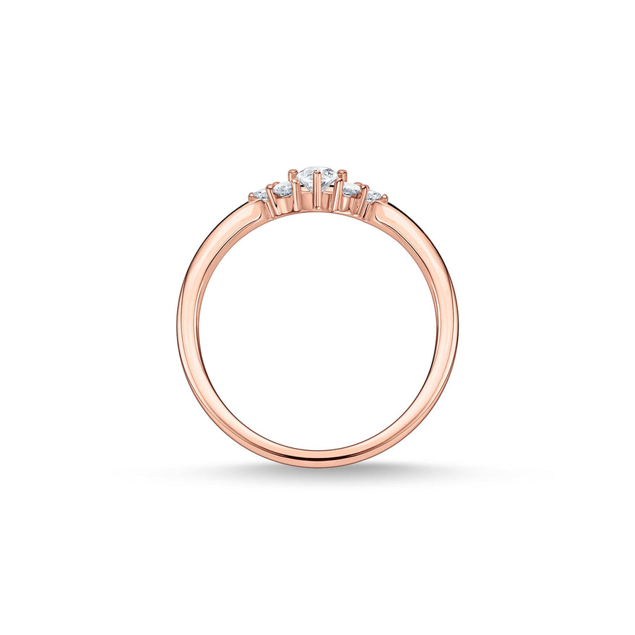 Bague vintage blanche pierres or rose