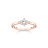 Bague vintage blanche pierres or rose