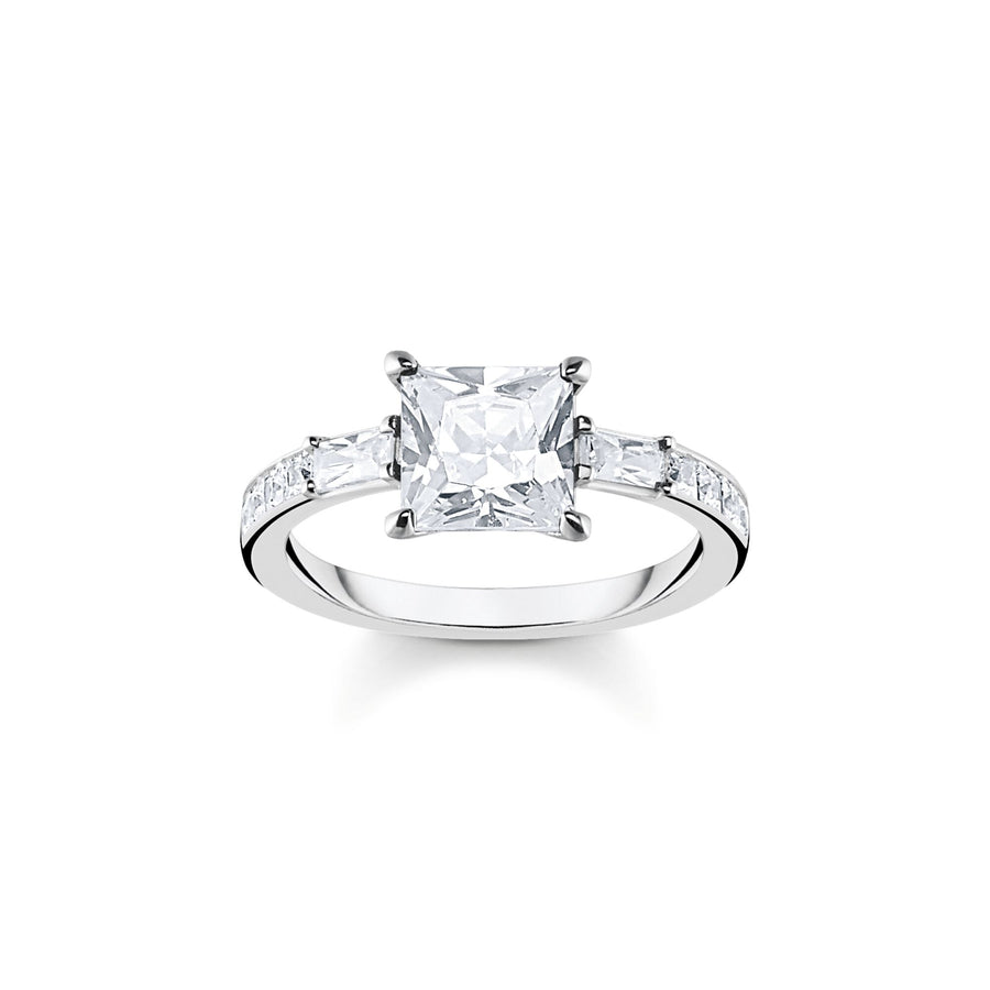 Bague pierres blanches argent