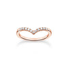 Bague forme en V avec pierres blanches or rose