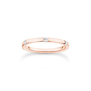 Bague avec pierres blanches or rose