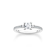 Bague pavé pierre blanche argent
