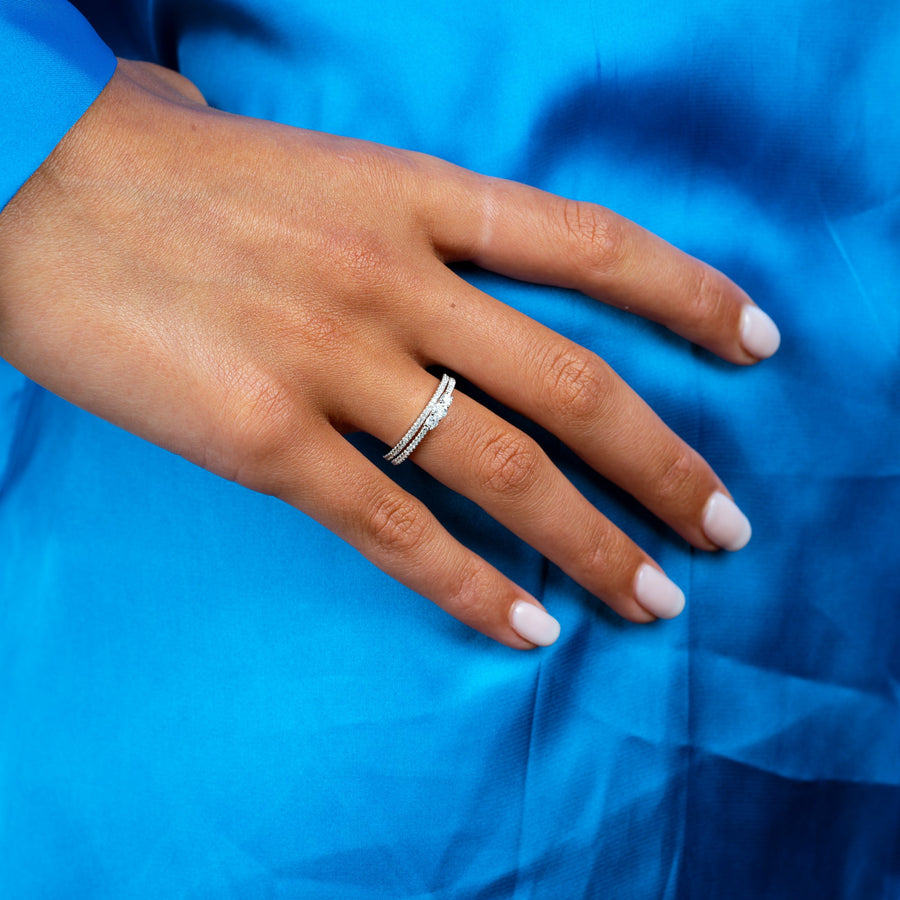 Three Stone Diamond Engagement Ring Set