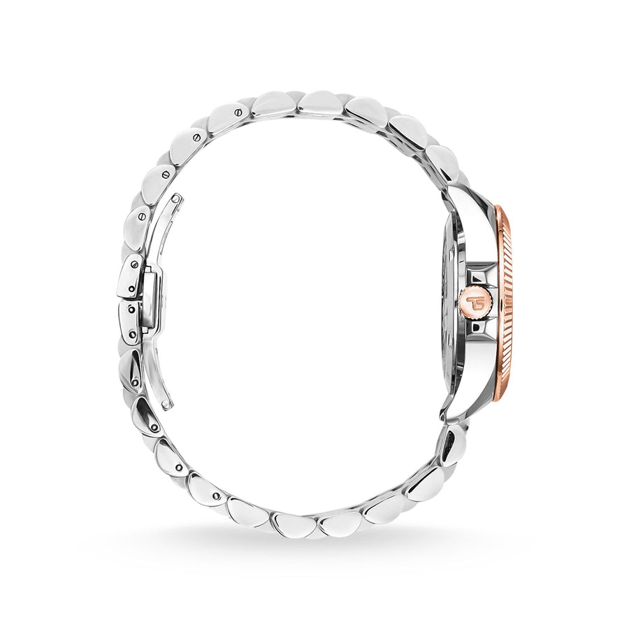 Montre pour femme bicolore or rose argent