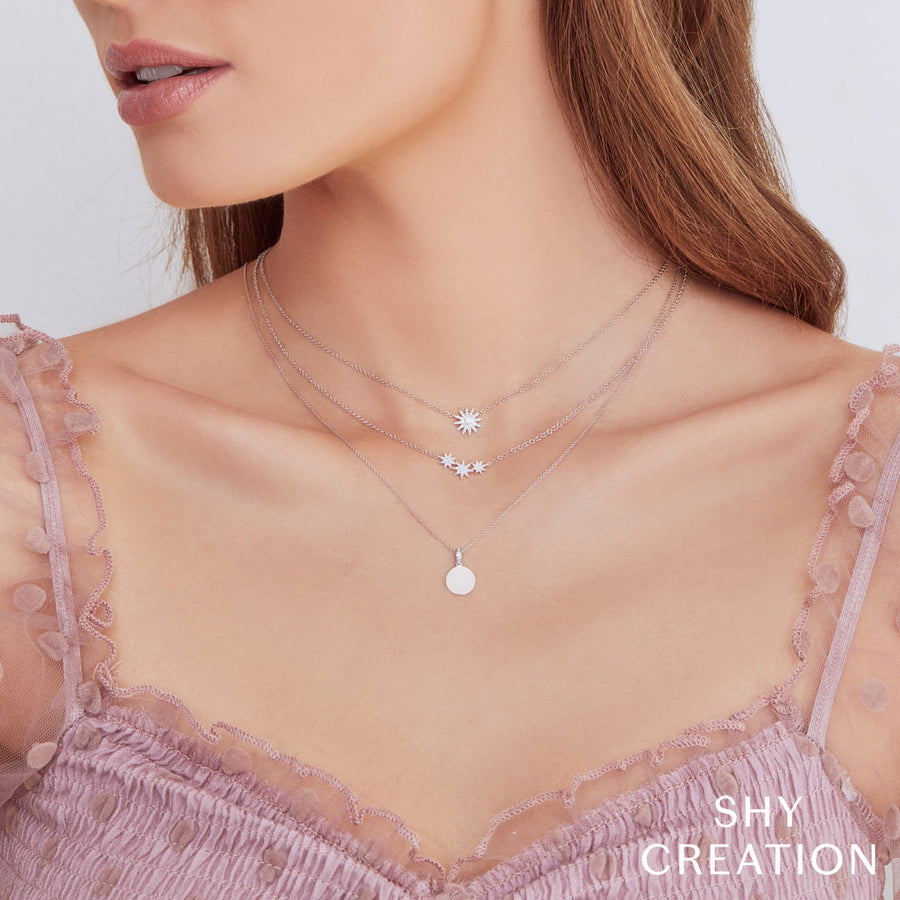 Celeste Triple Diamond Star Pendant Necklace