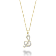 DIAMOND SCRIPT INITIAL PENDANT W/CHAIN