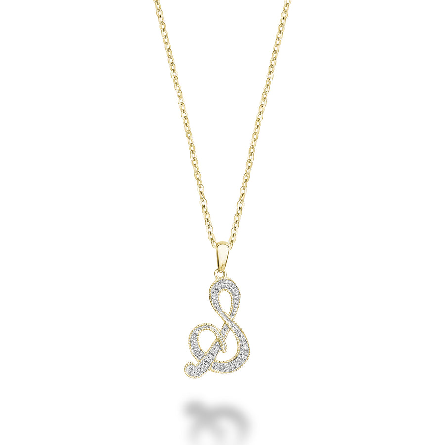 DIAMOND SCRIPT INITIAL PENDANT W/CHAIN