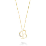 DIAMOND MINI INITIAL PENDANT W/CHAIN