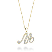 DIAMOND SCRIPT INITIAL PENDANT W/CHAIN