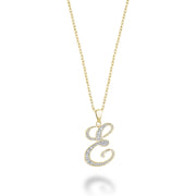 DIAMOND SCRIPT INITIAL PENDANT W/CHAIN