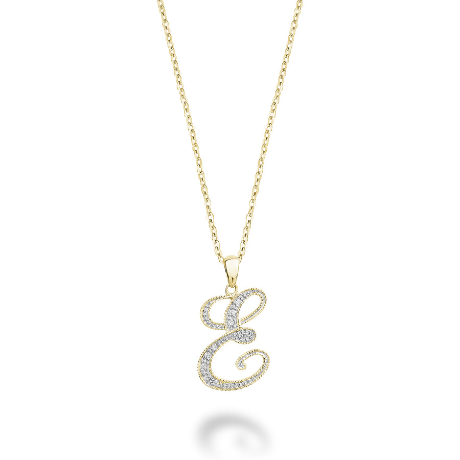 DIAMOND SCRIPT INITIAL PENDANT W/CHAIN