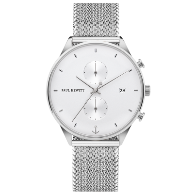 Montre Chrono White Sand Argenté Woven Mesh - VENTE FINALE