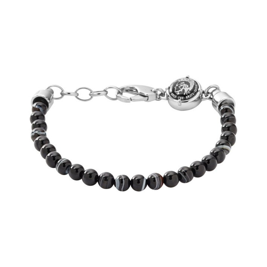 DIESEL Bracelet agate noir pour homme