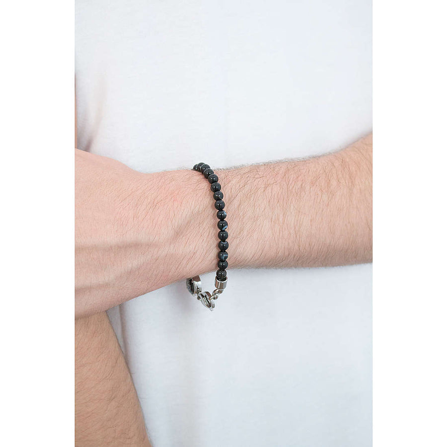 DIESEL Bracelet agate noir pour homme